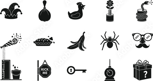 A collection of 12 mysterious black and white icons