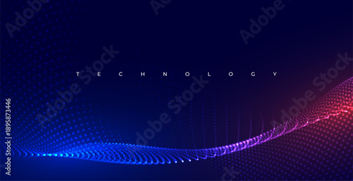 blue pink digital tech network dotted particle banner