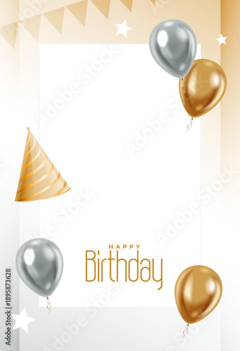 decorative happy birthday wishes card for social media