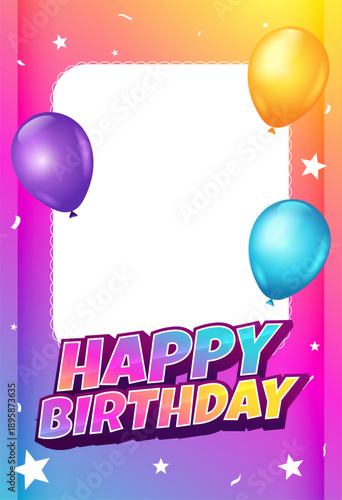 happy birthday celebration kids theme banner with photo frame