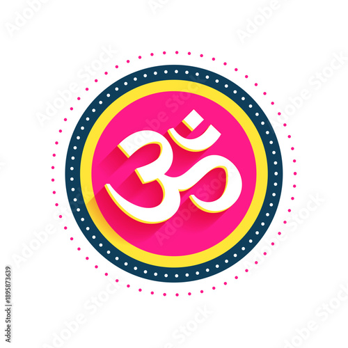 hindu spiritual om aum symbol white background