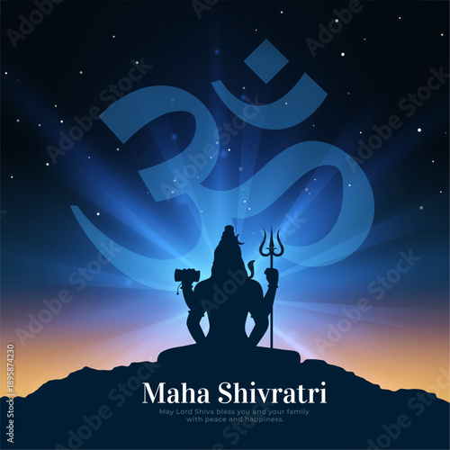 artistic maha shivratri poster with shiva silhouette and celestial om