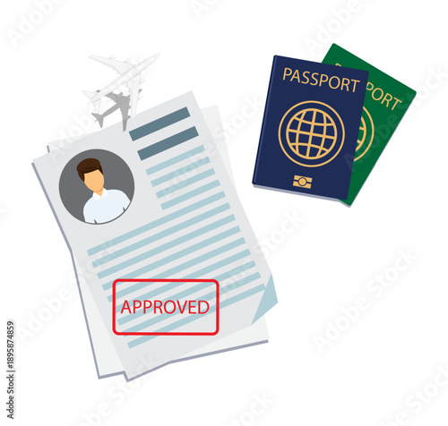 Approved Visa Document with Passport and Travel Identification Illustration.
