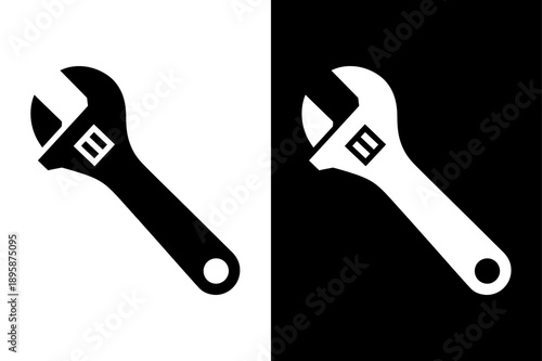 Wrench Icon Silhouette. Professional Repair Tool Vector, Minimal Spanner Symbol for Web and Apps