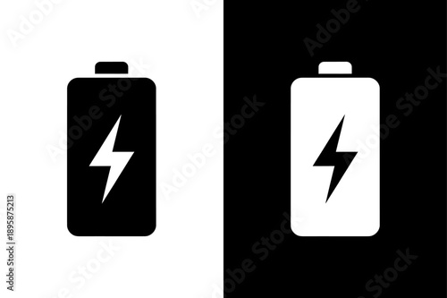 Battery Charge Icon. Minimal Power Level Symbols, Flat Full and Low Energy Indicator Illustration