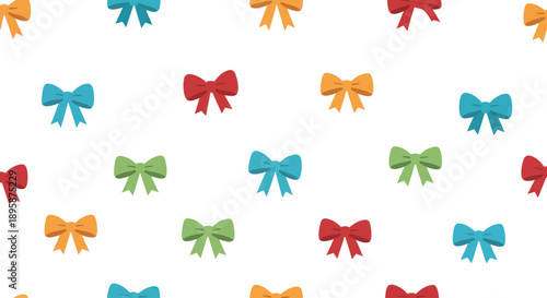 Colorful bow tie pattern, flat design vector illustration on white background.