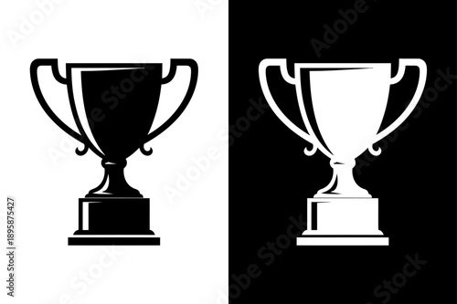 Winner Trophy Icon. Simple Championship Cup Silhouette, Minimal Vector Design