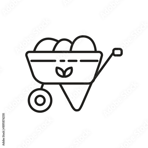 Wheelbarrow with Harvest Line Icon