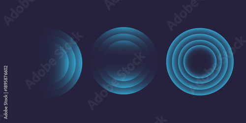 Sound wave. Signal concentric circle. Round light effect. Wifi range. Radio station signal. Water ripple with circle waves. A place or a painful point. Radar screen. Vector effect.