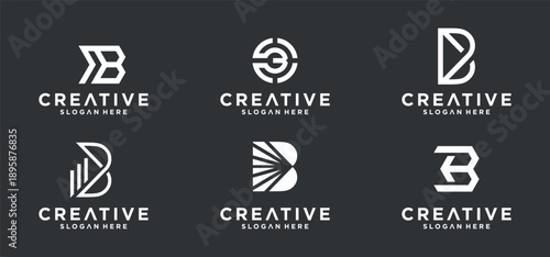 Collection of Initial B Logos with modern designs, initial b logos for technology companies.