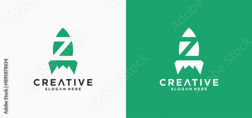 Rocket-shaped Alphabeth letter logo design, collection of rocket logo initials