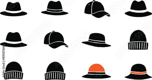 Black and orange hats with white accents caps beanies fedoras baseball