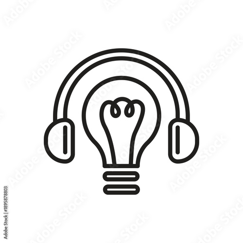 E-Learning Idea with Headphones Line Icon