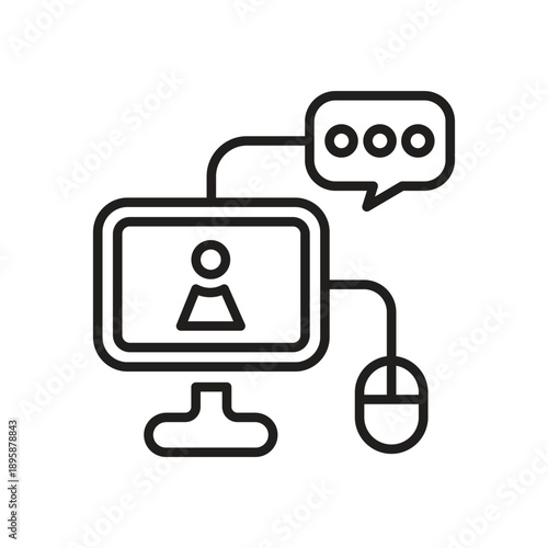 Online Video Conference Learning Line Icon