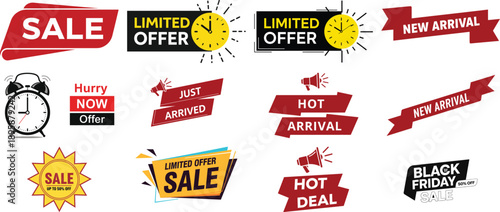 Collection of sale and discount stickers