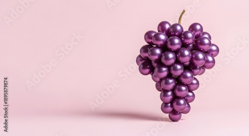 Grape Bunch Made of Tiny Purple Balloons, Playful Surreal Fruit, Shiny Party Balloon Art