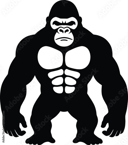 Powerful gorilla mascot illustration with strong physique and determined expression