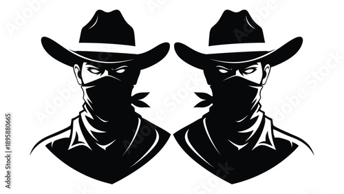 Two masked cowboys Vector