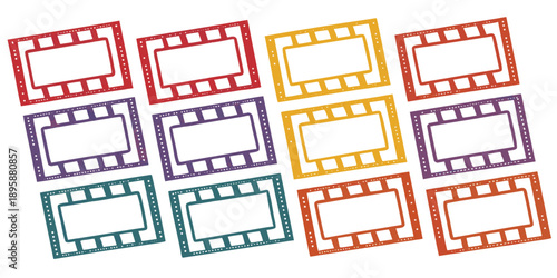 This seamless geometric pattern features a retro film strip vector illustration with square elements and technology signs integrated into a professional business wallpaper design

Would you like me to