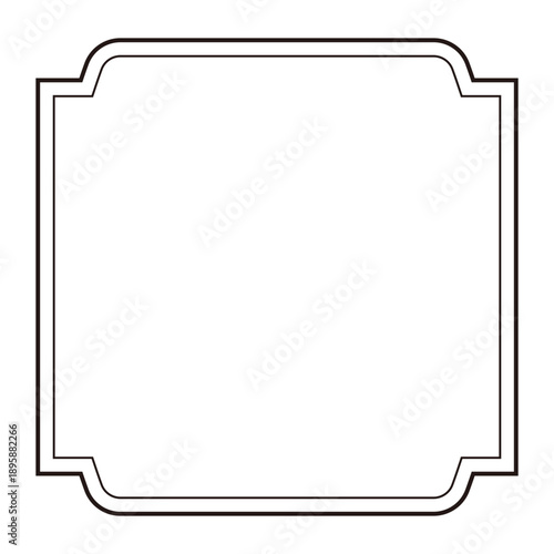 クラシックな白いラベル風フレームイラスト 二重線の装飾枠 レトロで上品なスクエアデザイン