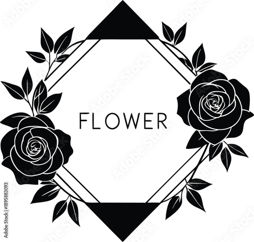 handmade black and white rose artwork, artboard