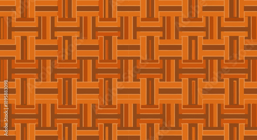 Geometric woven pattern in shades of orange and brown, flat design, seamless repeating texture.