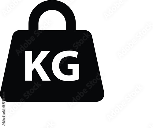Black kilogram weight icon representing mass, measurement, and units in various applications