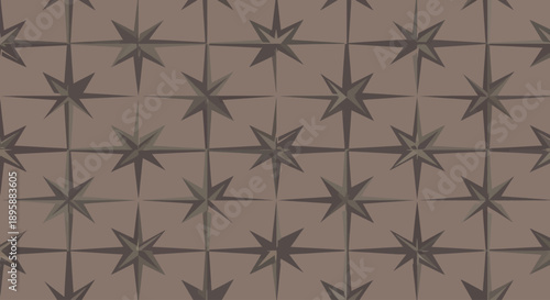 Geometric star pattern with shaded effect on muted brown background, vector art
