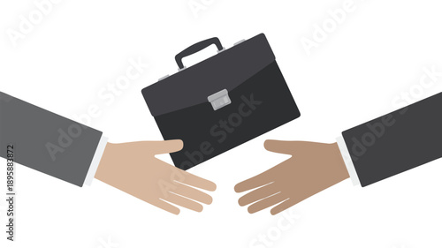 Two businessmen exchanging a document in an office exchange brief