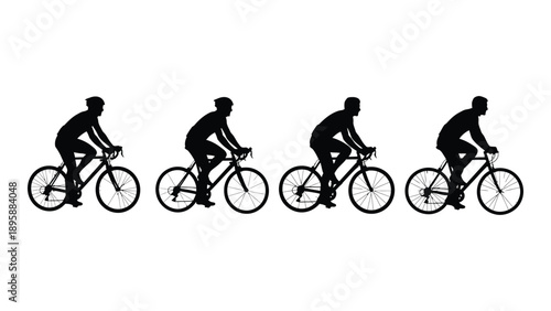 Silhouettes of cyclists riding bikes Vector