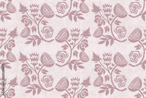 Ikat floral paisley embroidery seamless pattern on background. Ikat ethnic flower oriental pattern traditional. Aztec style abstract vector illustration. design for ikat floral fashion fabric,clothing