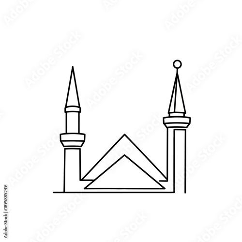 Simple Mosque Icon with Minarets and Dome.