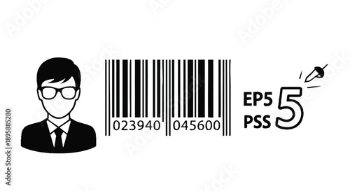 A clean, modern illustration of a person's silhouette next to a barcode, representing identity and tracking