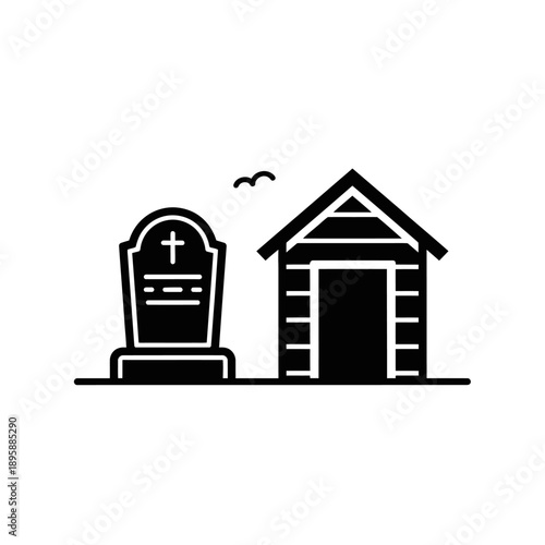 Tombstone and Chapel Iconic Simple Design.