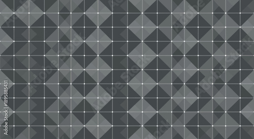 Monochromatic geometric pattern of squares and diamonds in shades of gray, flat design vector.