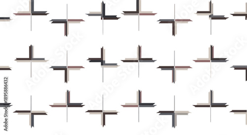 Abstract geometric pattern with plus shapes in muted colors, minimalist design, vector art