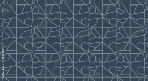 Abstract geometric pattern of interconnected lines and shapes in blue tones, flat design vector