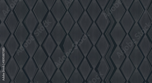 Dark grey diamond geometric pattern with wood grain texture effect, abstract background