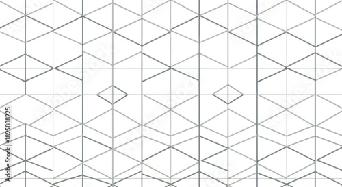 Geometric pattern of interlocking diamonds and lines in grayscale, abstract design