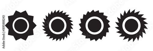 Sun icons vector isolated on white background. Shine sun ray set. Sunshine vector sign. Sunset icon collection. Abstract art