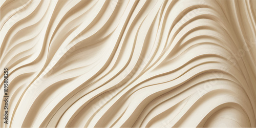 Modern Abstract Wood Carving Pattern Background with Flowing Curved Timber Layers Variation 