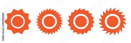 Sun icons vector isolated on white background. Shine sun ray set. Sunshine vector sign. Sunset icon collection. Abstract art