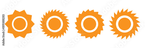 Sun icons vector isolated on white background. Shine sun ray set. Sunshine vector sign. Sunset icon collection. Abstract art