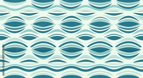 Abstract geometric wave pattern in blue and teal tones, repeating oval shapes and lines.