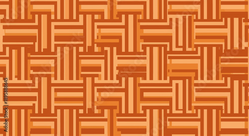 Geometric woven pattern in shades of orange and brown, repeating abstract background