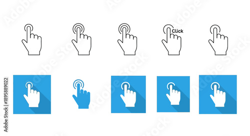 Touch screen hand cursor icons set