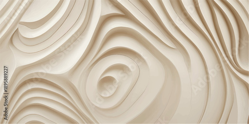 Premium Sculpted Wood Panel Background with Smooth Layered Contour Design Variation 