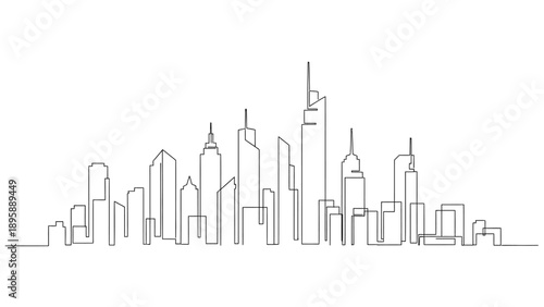 Cityscape illustration featuring skyscrapers and urban landscape from a distant viewpoint
