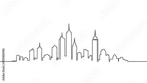 City skyline illustration with modern skyscrapers and urban landscape
