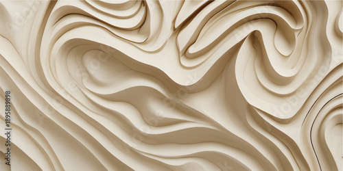 Elegant 3D Wooden Surface Texture with Organic Wave Lines and Natural Wood Grain Detail Variation 